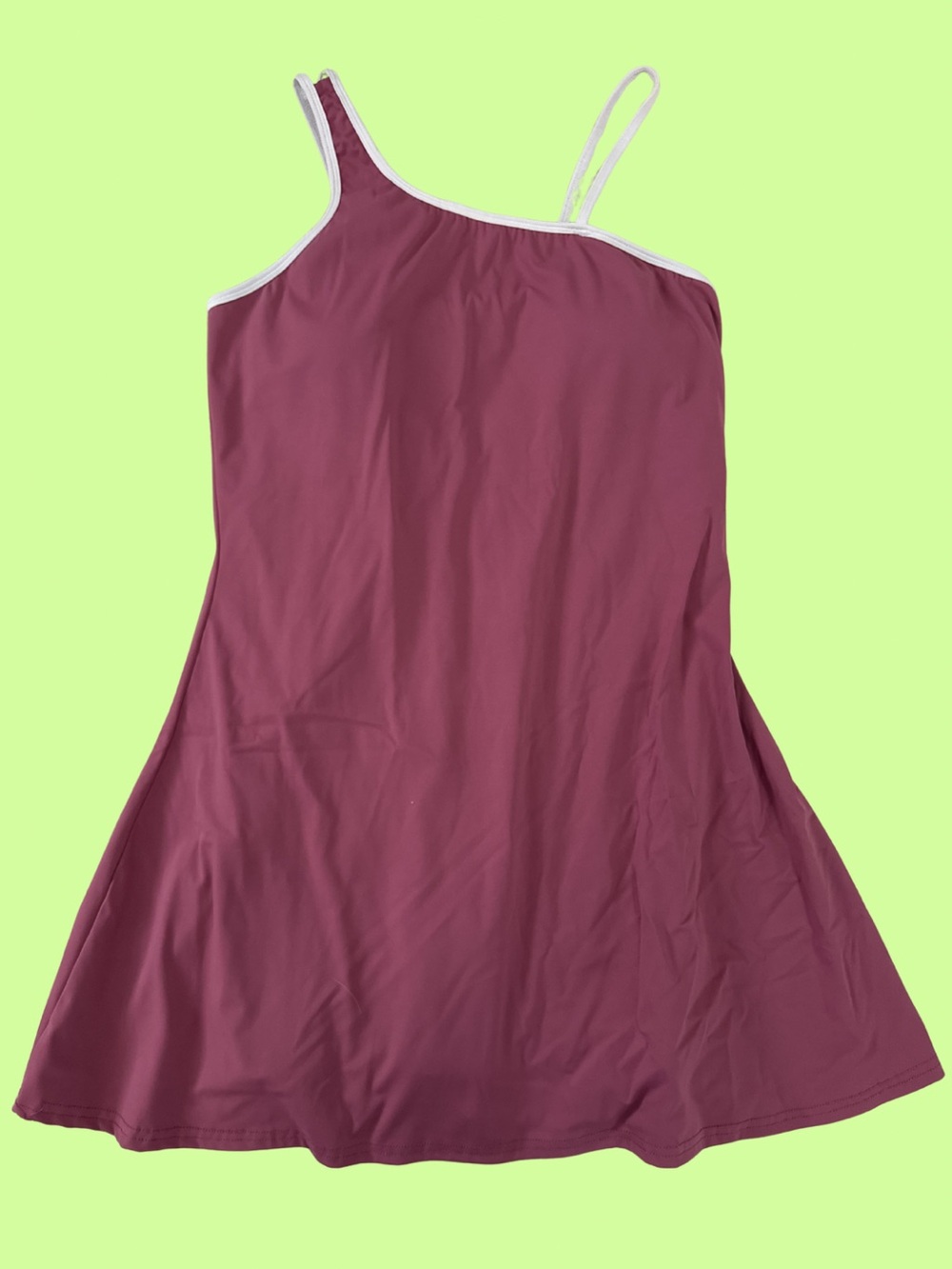 Asymmetrical Spaghetti-Strap Dress in Berry